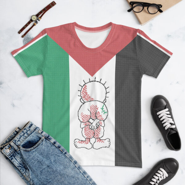 Palestinian Flag Tatreez Pattern Handhala women's t-shirt1