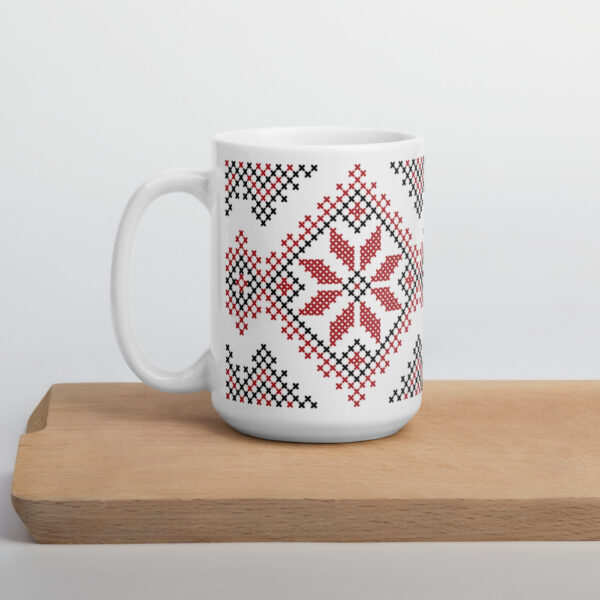 Palestinian Realistic Tatreez Pattern #16-Red Customized Coffee Mug