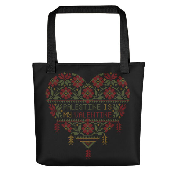 Palestine Is My Valentine Palestinian Tatreez Embroidery Art Tote Bag