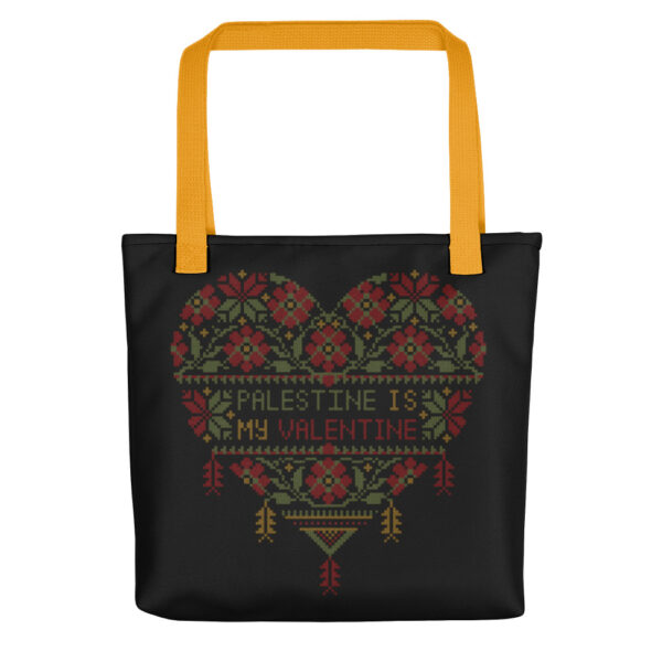 Palestine Is My Valentine Palestinian Tatreez Embroidery Art Tote Bag - Image 4