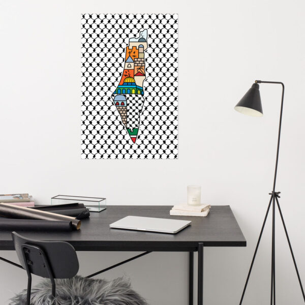 I Love Palestine My Homeland Palestinian Map Kufiya Wall Decor Poster - Image 7