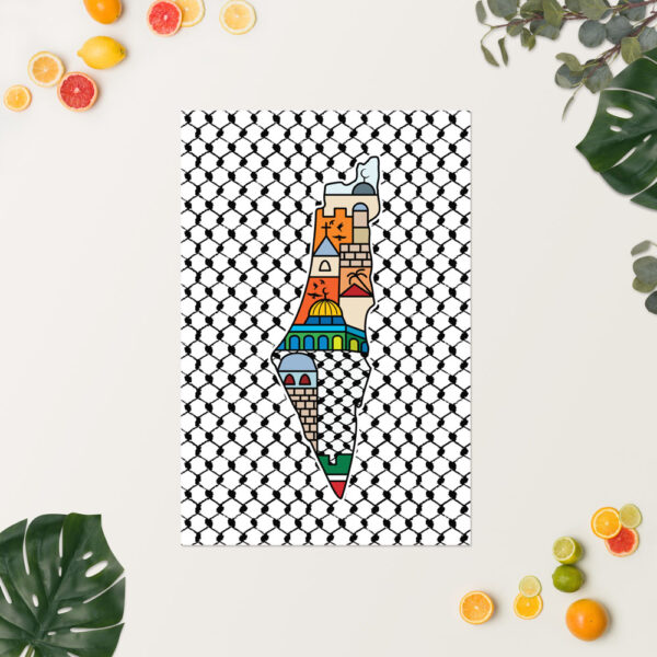 I Love Palestine My Homeland Palestinian Map Kufiya Wall Decor Poster - Image 6