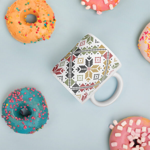 Palestinian Colorful Tatreez Gift Mug Traditional Embroidery Pattern#12 - Image 6