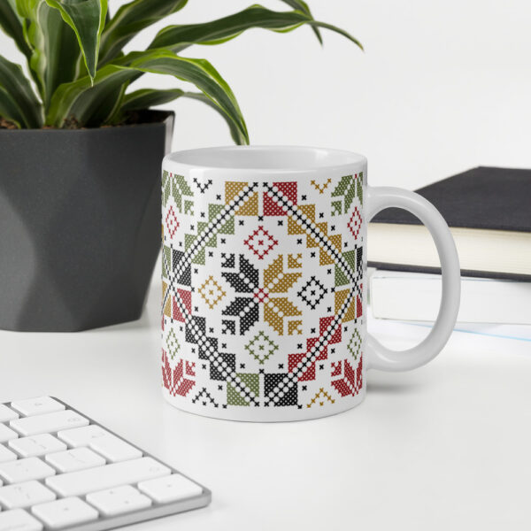 Palestinian Colorful Tatreez Gift Mug Traditional Embroidery Pattern#12 - Image 3