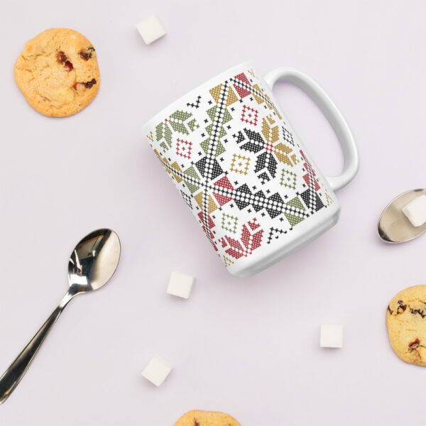 Palestinian Colorful Tatreez Gift Mug Traditional Embroidery Pattern#12 - Image 4