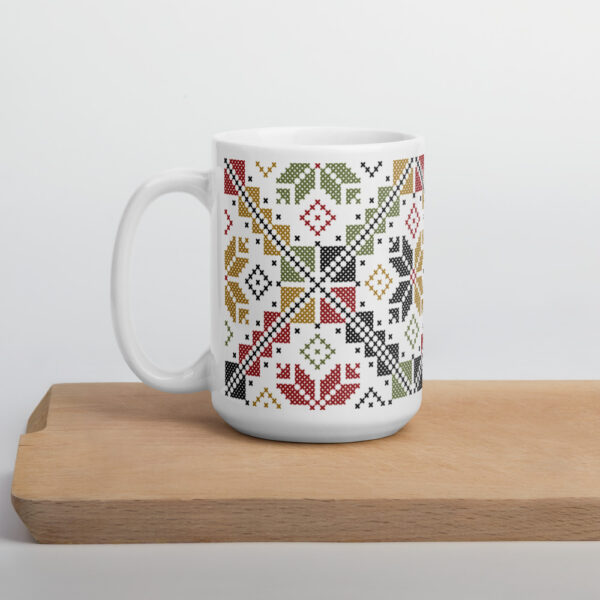 Palestinian Colorful Tatreez Gift Mug Traditional Embroidery Pattern#12 - Image 5