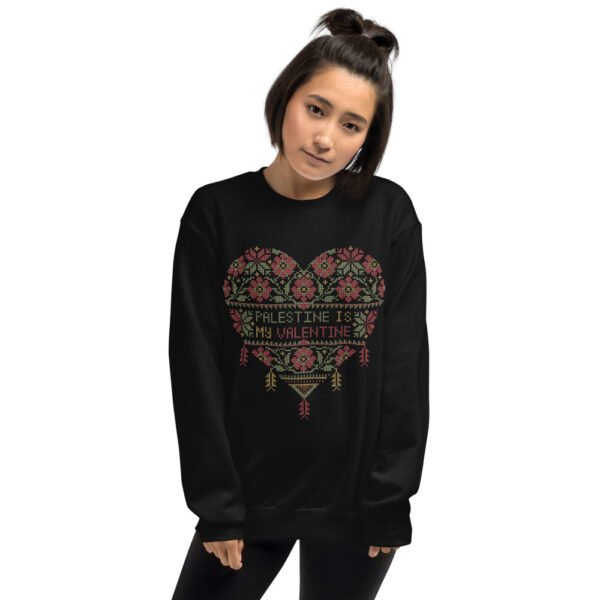 Palestine Is My Valentine Realistic Tatreez Art Women's Sweatshirt - Image 3