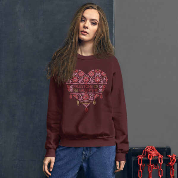 Palestine Is My Valentine Realistic Tatreez Art Women's Sweatshirt - Image 2