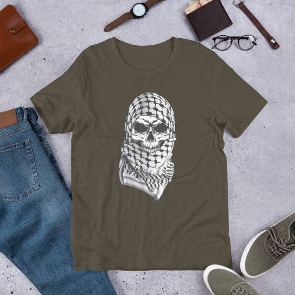Palestine Arabic Skull Shemagh Palestinian Kufiya Custom T-shirt - Image 7