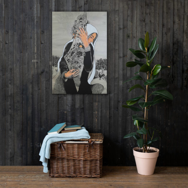 palestine map palestinian woman canvas wall art