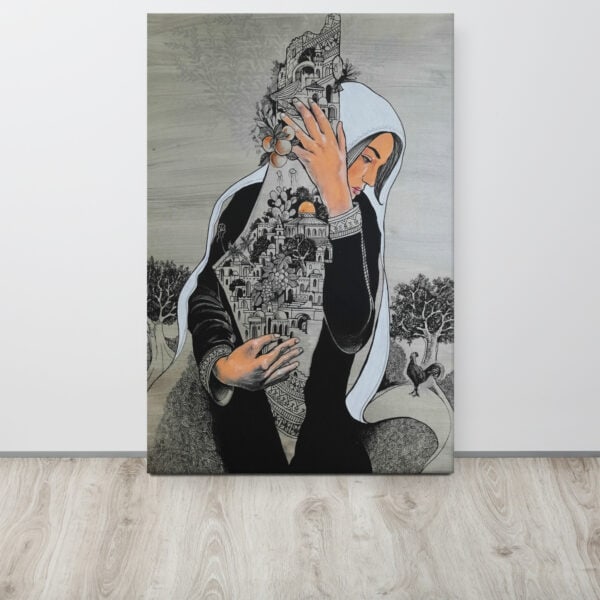 palestine map palestinian woman canvas wall art