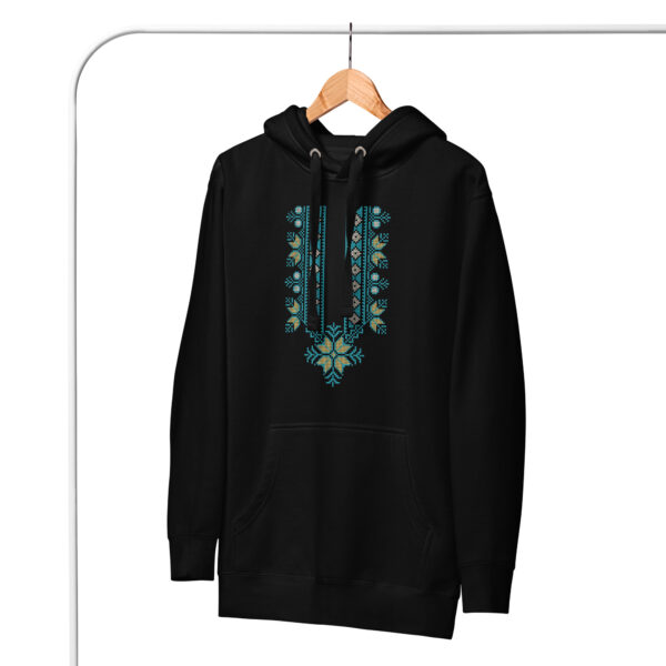 Palestinian Custom Tatreez Hoodie Embroidery Pattern14-blue - Image 8