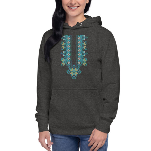 Palestinian Custom Tatreez Hoodie Embroidery Pattern14-blue - Image 11