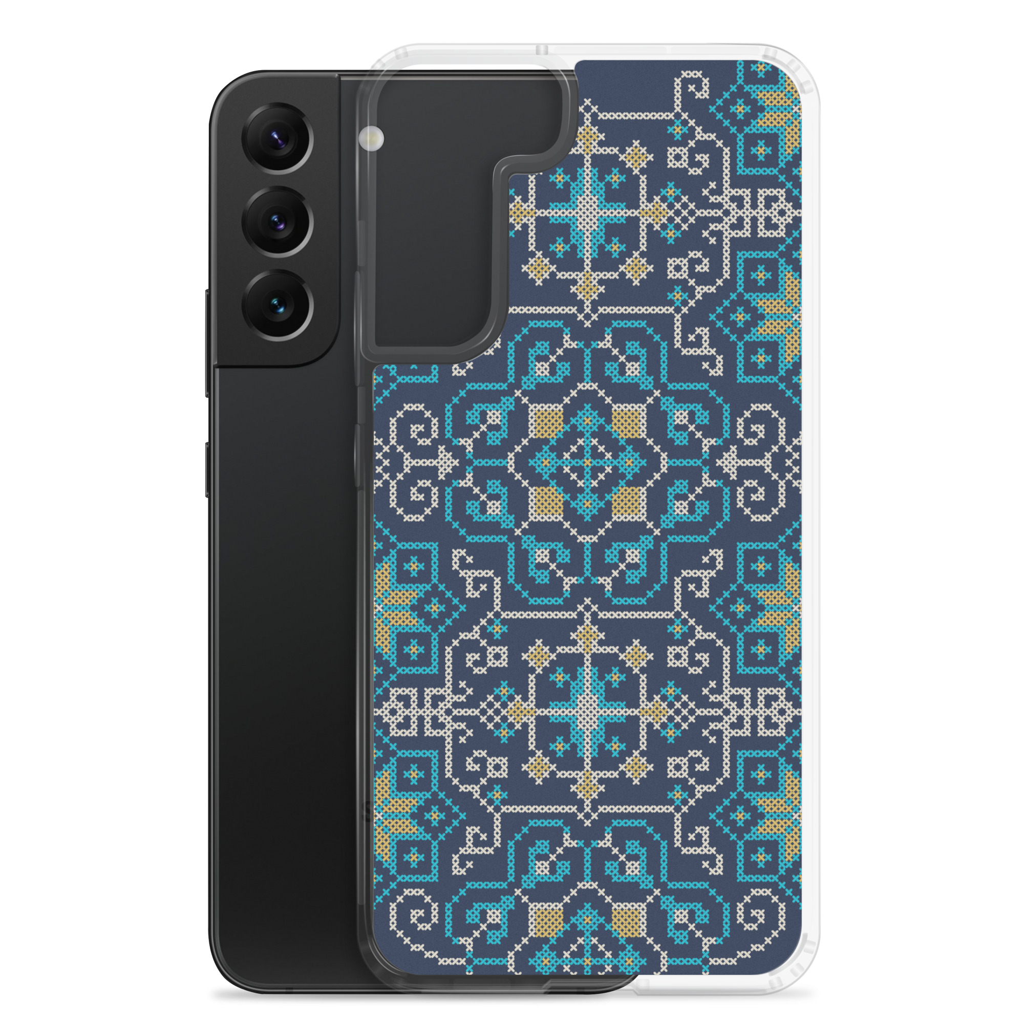 Palestinian Tatreez Embroidery Pattern #13 Samsung Phone Case -BLU - Image 9