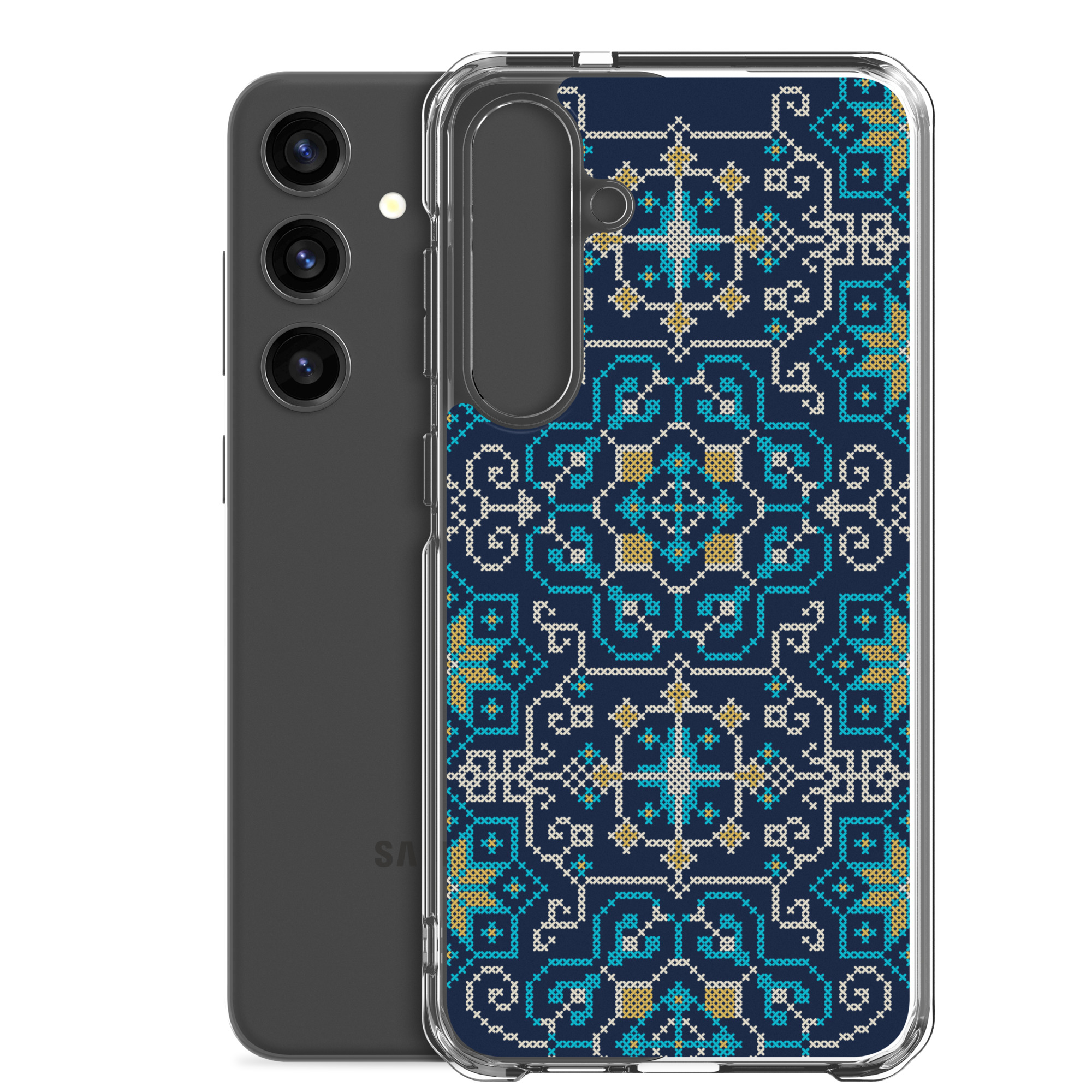 Palestinian Tatreez Embroidery Pattern #13 Samsung Phone Case -BLU - Image 26