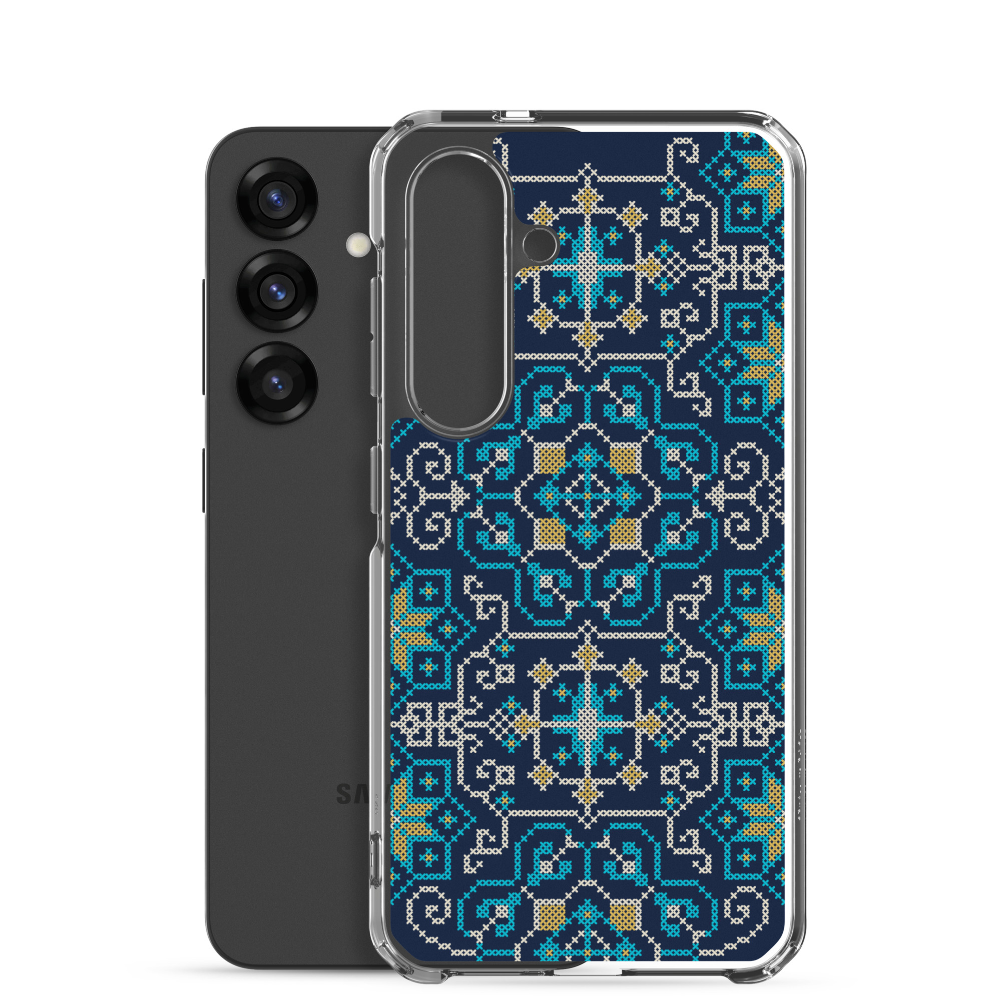 Palestinian Tatreez Embroidery Pattern #13 Samsung Phone Case -BLU - Image 18