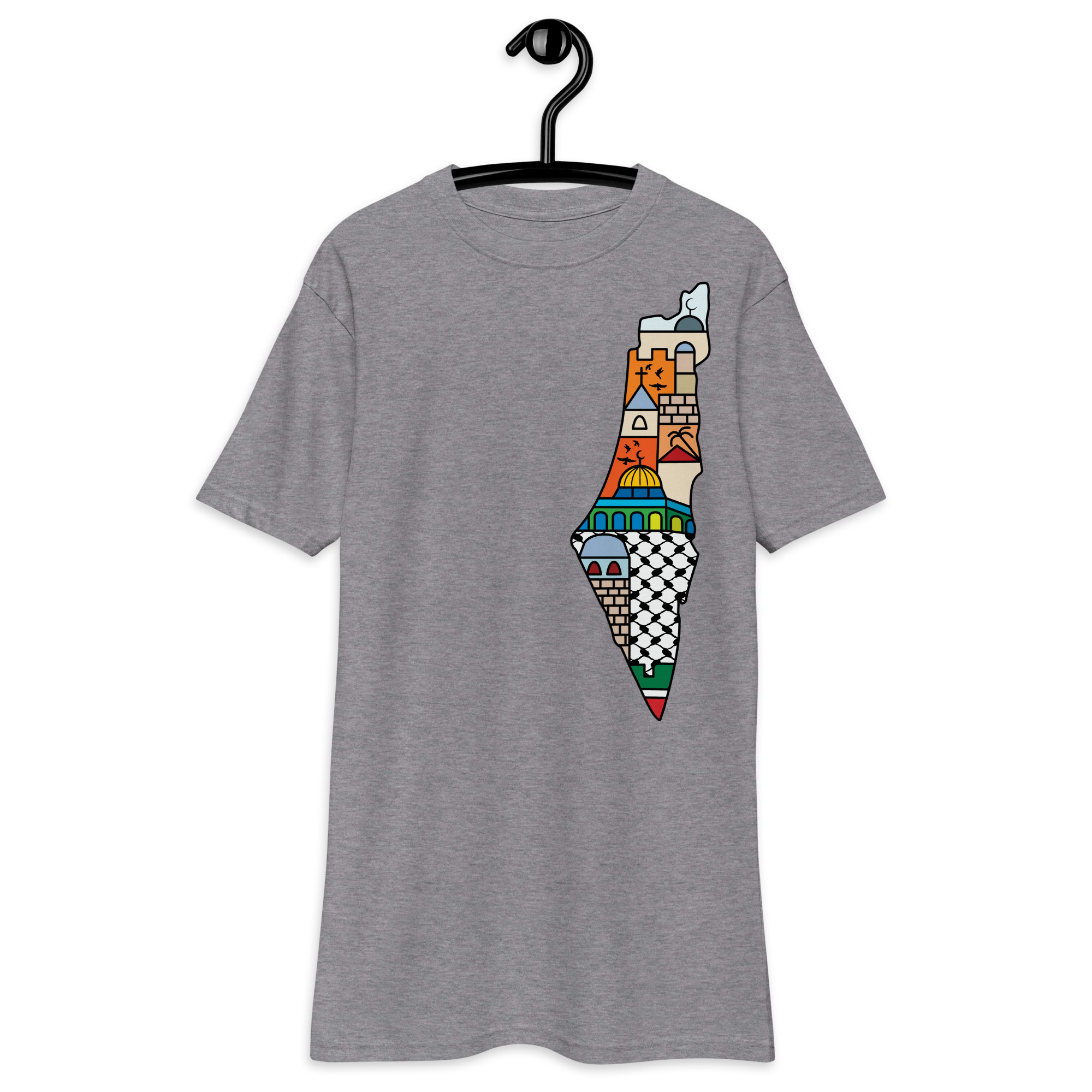 I Love Palestine Men’s T-shirt with Palestinian Map - Image 7