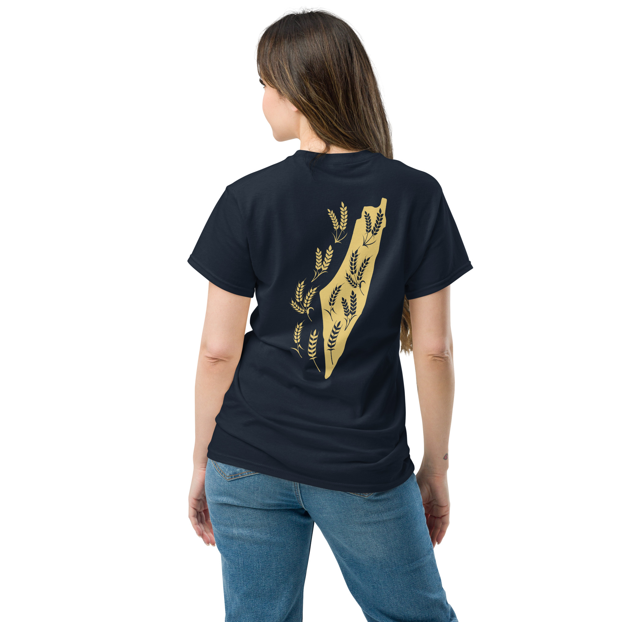 Palestine Map with Wheat Spikes Sanabel Customized T-shirt - Image 4